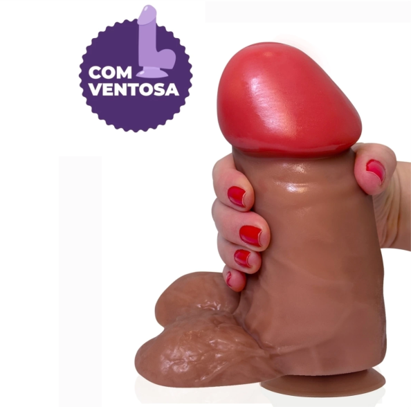 Pênis 18x7,6cm KRATOS GROSSO E PEQUENO COM VENTOSA- ADAO116