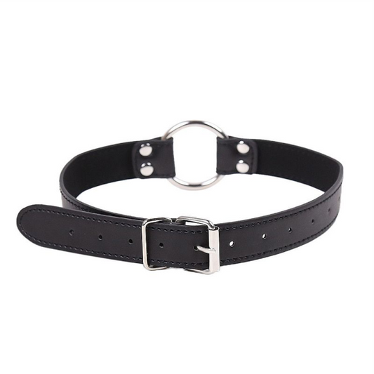 Mordaça Choker com Anel de Metal - Preto