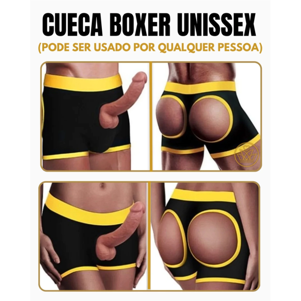 Cueca Box Amarela (Tam. P) - PARA PRÓTESE STRAPON SHORT