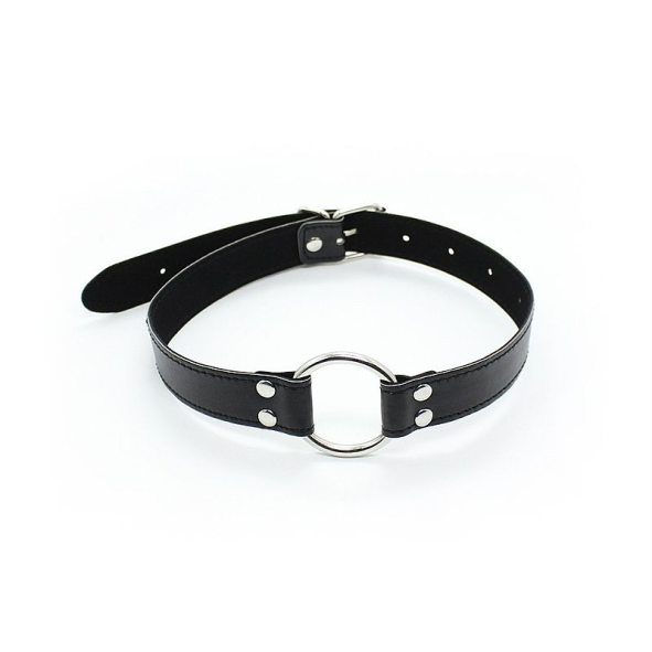 Mordaça Choker com Anel de Metal - Preto