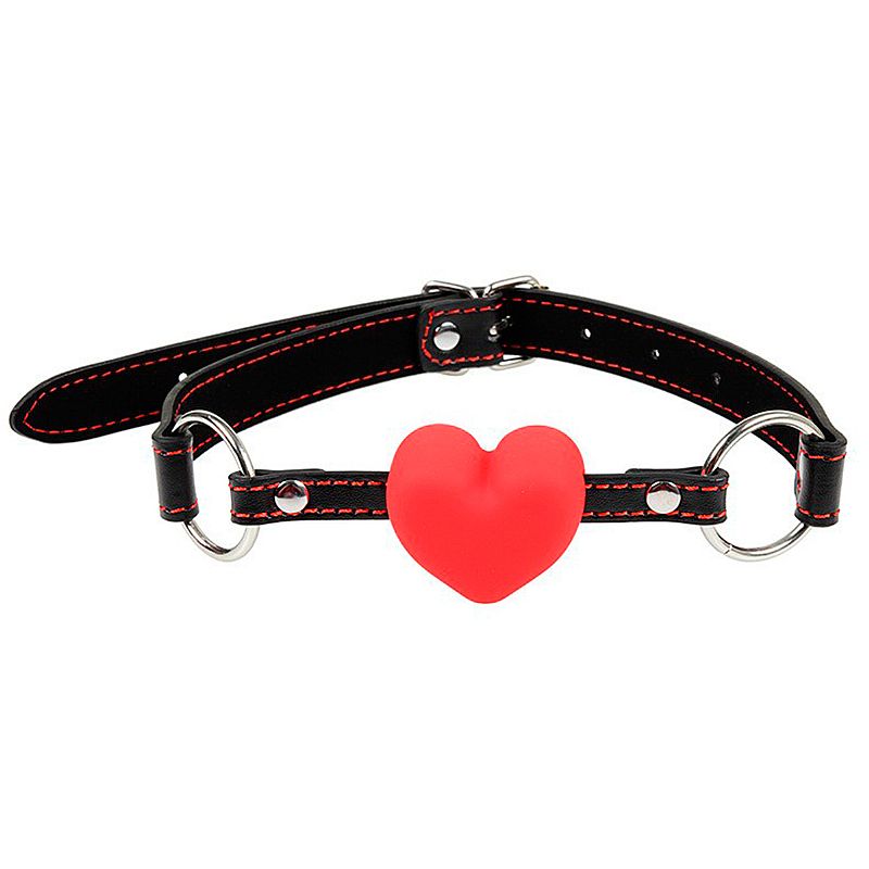 Mordaça de Coração em Couro Sintético