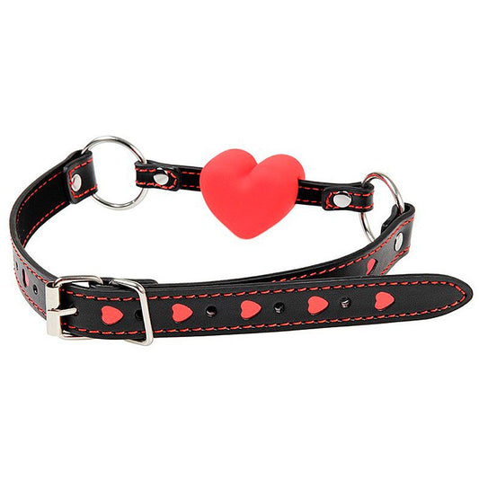 Mordaça de Coração em Couro Sintético