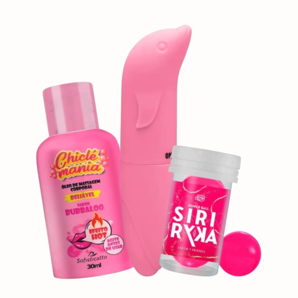 KIT 04 - GEL COMESTÍVEL + VIBRADOR GOLFINHO + BOLINHA