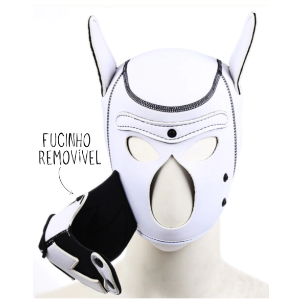 Máscara Cachorro com Focinho Removível - Branco