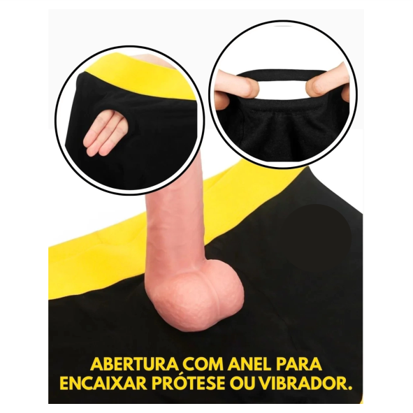 Cueca Box Amarela (Tam. P) - PARA PRÓTESE STRAPON SHORT