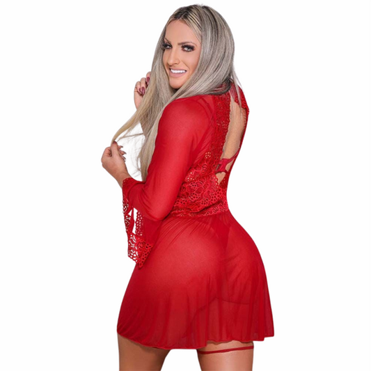 Robe Sensual Anitta Tule E Renda Tallyta