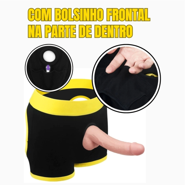 Cueca Box Amarela (Tam. P) - PARA PRÓTESE STRAPON SHORT