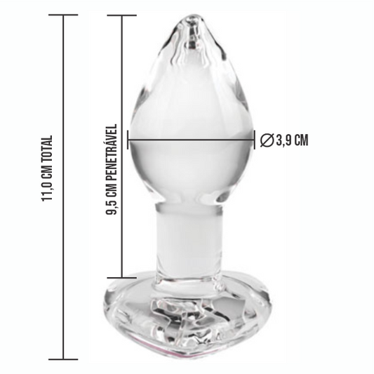 Plug Vidro G - Coração DIAMOND