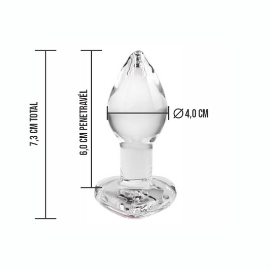 Plug Vidro P - Coração DIAMOND