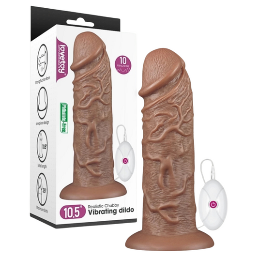 Pênis 26,6x6,3cm COM VIBRADOR E VENTOSA - CHUBBY VIBRATING 10.5