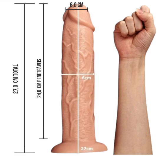 Pênis 28x6cm COM VIBRADOR E VENTOSA - LONG VIBRATING 11