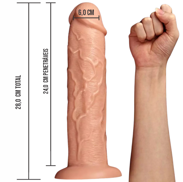 Pênis 28x6cm COM VENTOSA - LONG DILDO 11 | PE223