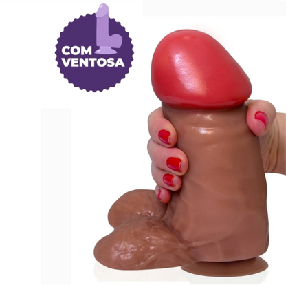 Pênis 18x7,6cm KRATOS GROSSO E PEQUENO COM VENTOSA- ADAO116