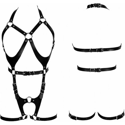 Harness - Cinta Liga de Couro / Pescoço e Cintura - SI - 9622