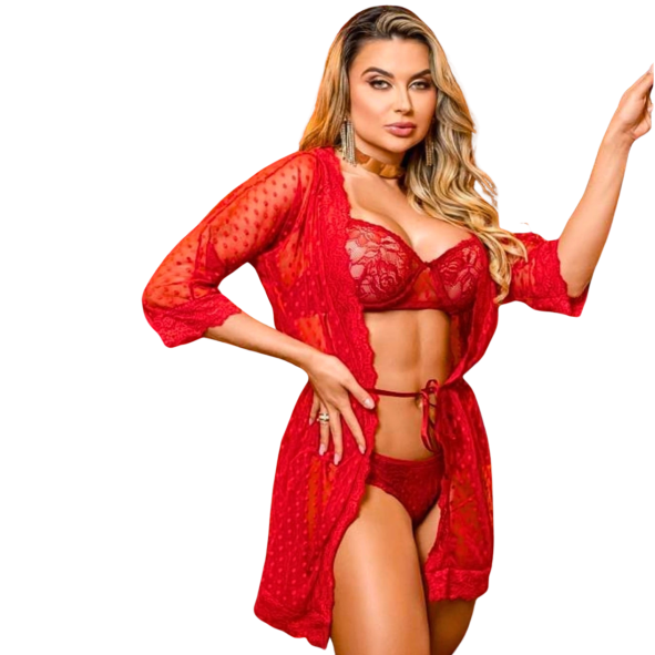 Conjunto de Robe, Sutiã e Calcinha - Y7146V