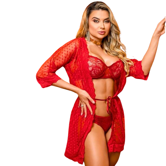 Conjunto de Robe, Sutiã e Calcinha - Y7146V