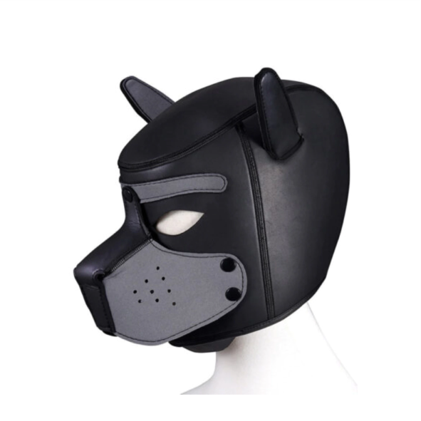 Máscara Cachorro com Focinho Removível - Preto e Cinza