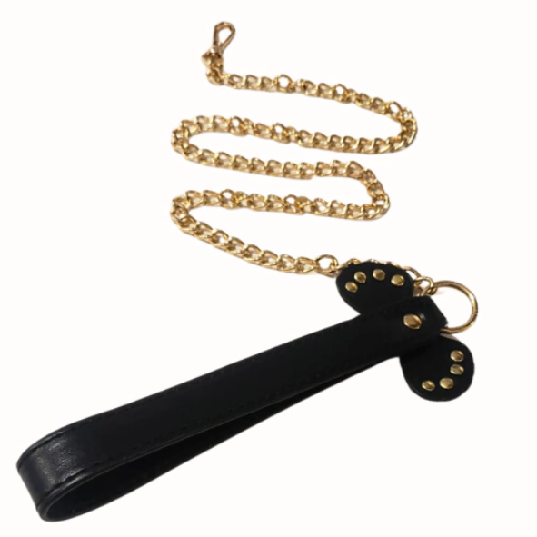 Coleira Preta com Guia de corrente Luxo