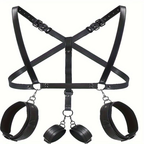 Harness Fetiche de Couro com Algemas - SI - 9659