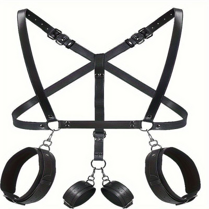 Harness Fetiche de Couro com Algemas - SI - 9659