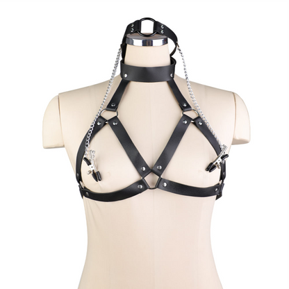 Kit Harness - Coleira, Mordaça e Prendedor de Mamilos - YOUVIBE - SA045