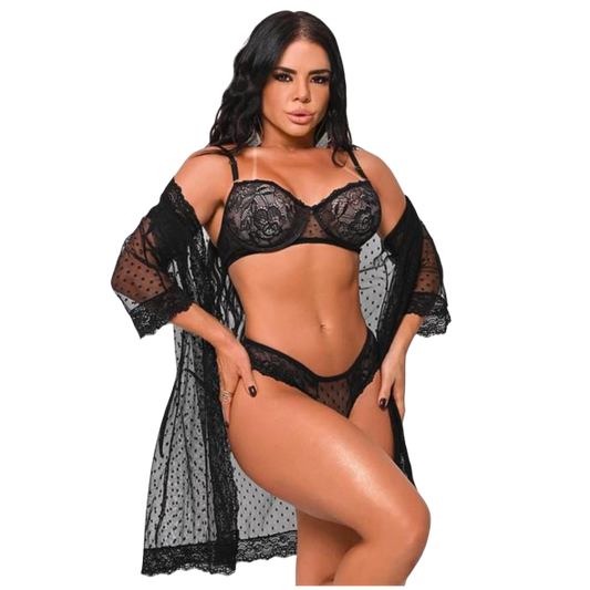 Conjunto de Robe, Sutiã e Calcinha - Y7146P