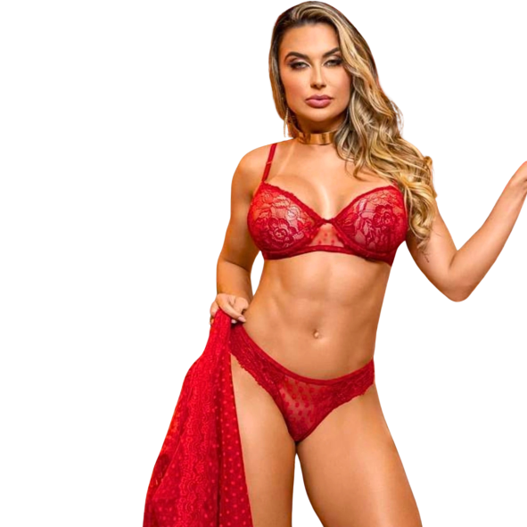 Conjunto de Robe, Sutiã e Calcinha - Y7146V