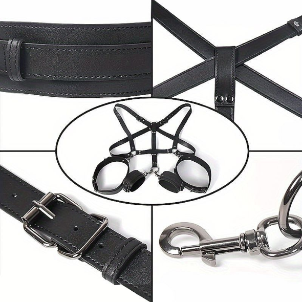 Harness Fetiche de Couro com Algemas - SI - 9659