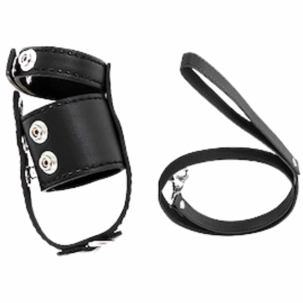 Anel Peniano de Couro com Coleira e Guia - YOUVIBE - SM121