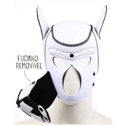Máscara Cachorro com Focinho Removível - Branco