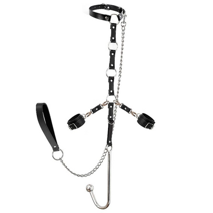 Algema com Coleira e Gancho Anal em Aço - SI - 9694