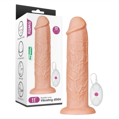 Pênis 28x6cm COM VIBRADOR E VENTOSA - LONG VIBRATING 11