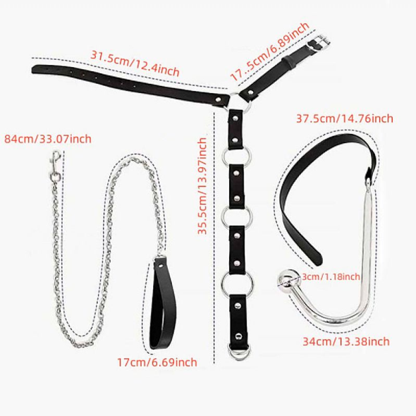 Algema com Coleira e Gancho Anal em Aço - SI - 9694