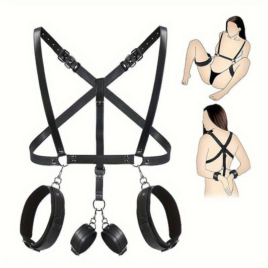 Harness Fetiche de Couro com Algemas - SI