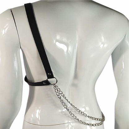 Harness Masculino em Couro e Corrente - 2cm X 100cm - SI - 9347