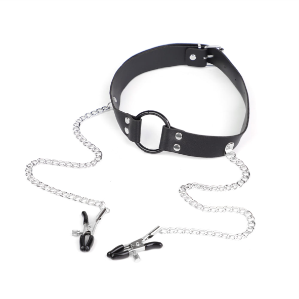 Kit Harness - Coleira, Mordaça e Prendedor de Mamilos - YOUVIBE - SA045