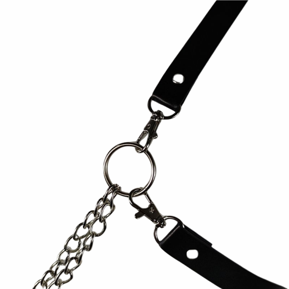 Harness Masculino em Couro e Corrente - 2cm X 100cm - SI - 9347