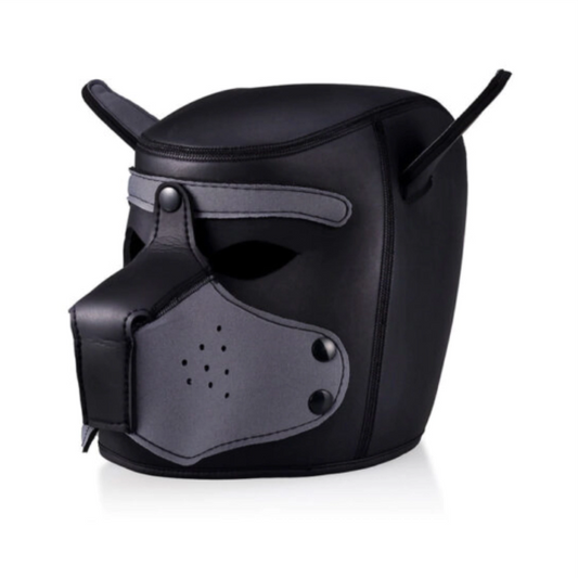 Máscara Cachorro com Focinho Removível - Preto e Cinza