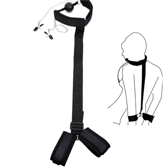 Kit de Bondage - Mordaça e Prendedor de Mamilos - YOUVIBE - SA037