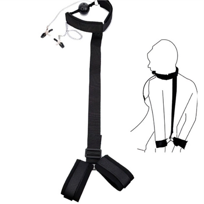 Kit de Bondage - Mordaça e Prendedor de Mamilos - YOUVIBE - SA037