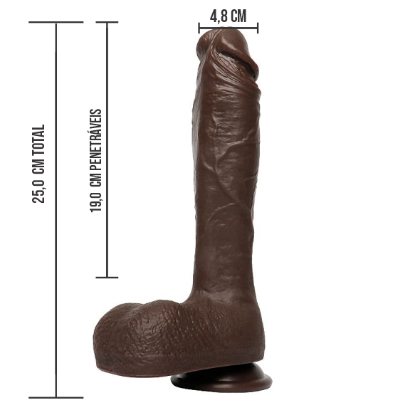 Pênis  25,0 x 4,8 cm Realístico - Marrom - SI - 9527