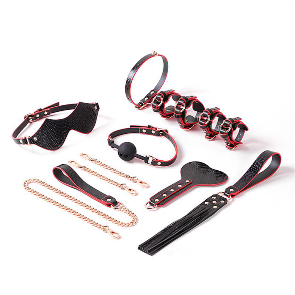 Kit Maleta Sado de Luxo - Algema, Tornozeleira com Corrente,Venda e Chicote