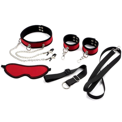Kit Sado com Coleira e Algemas / Venda e Grampo de mamilo