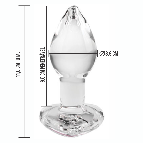 Plug Vidro G - Coração DIAMOND - PV-041