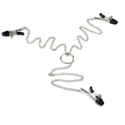Grampos para Mamilos e Clítoris com Presilhas Ajustáveis e Corrente em Metal