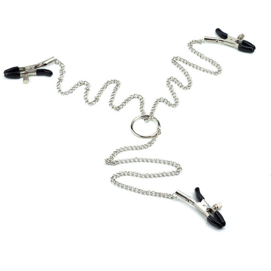 Grampos para Mamilos e Clítoris com Presilhas Ajustáveis e Corrente em Metal