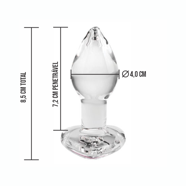 Plug Vidro M - Coração DIAMOND - PV-040