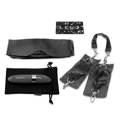 Kit Sensual com Venda em Seda, Algema e Estimulador de Clítoris em Forma de Batom com Vibração Multivelocidade